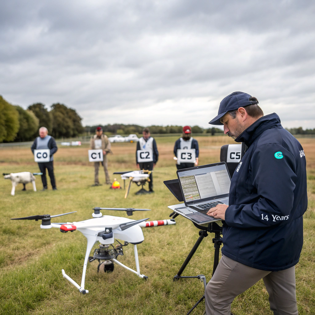 Operator drona przeprowadza szkolenie, z certyfikatem kompetencji pilota BSP i dronami różnych klas.